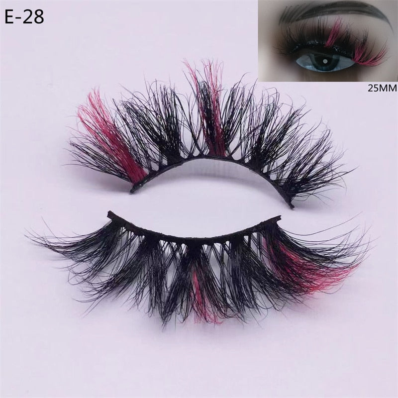 Newest 3D Mink Eyelashes Colorful 100% Mink Lashes Mix Color Pink Blue Red White False Eyelashes Fluffy Soft Cilias Vendor humolife