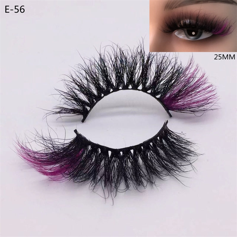 Newest 3D Mink Eyelashes Colorful 100% Mink Lashes Mix Color Pink Blue Red White False Eyelashes Fluffy Soft Cilias Vendor humolife