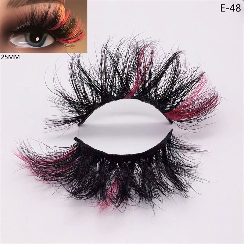 Newest 3D Mink Eyelashes Colorful 100% Mink Lashes Mix Color Pink Blue Red White False Eyelashes Fluffy Soft Cilias Vendor humolife
