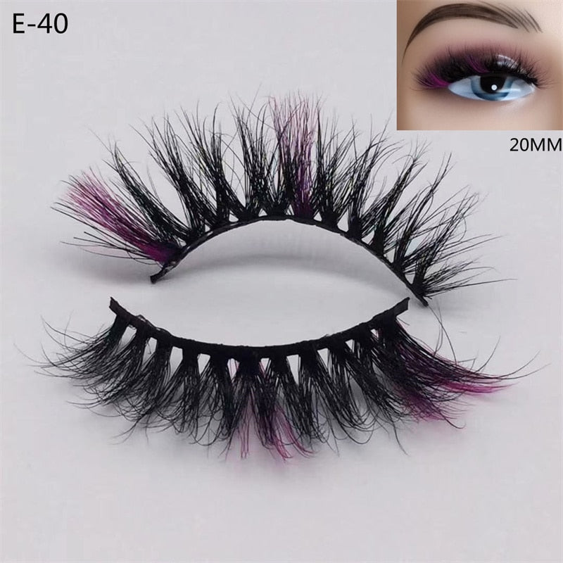 Newest 3D Mink Eyelashes Colorful 100% Mink Lashes Mix Color Pink Blue Red White False Eyelashes Fluffy Soft Cilias Vendor humolife