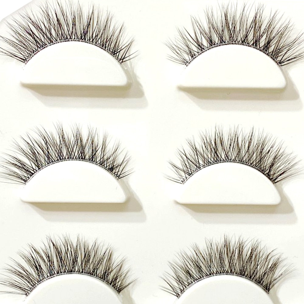 NEW Wholesale Mink Eyelashes 3pair lashes invisible band mink lashes reusable false eyelashes Makeup in Bulk humolife