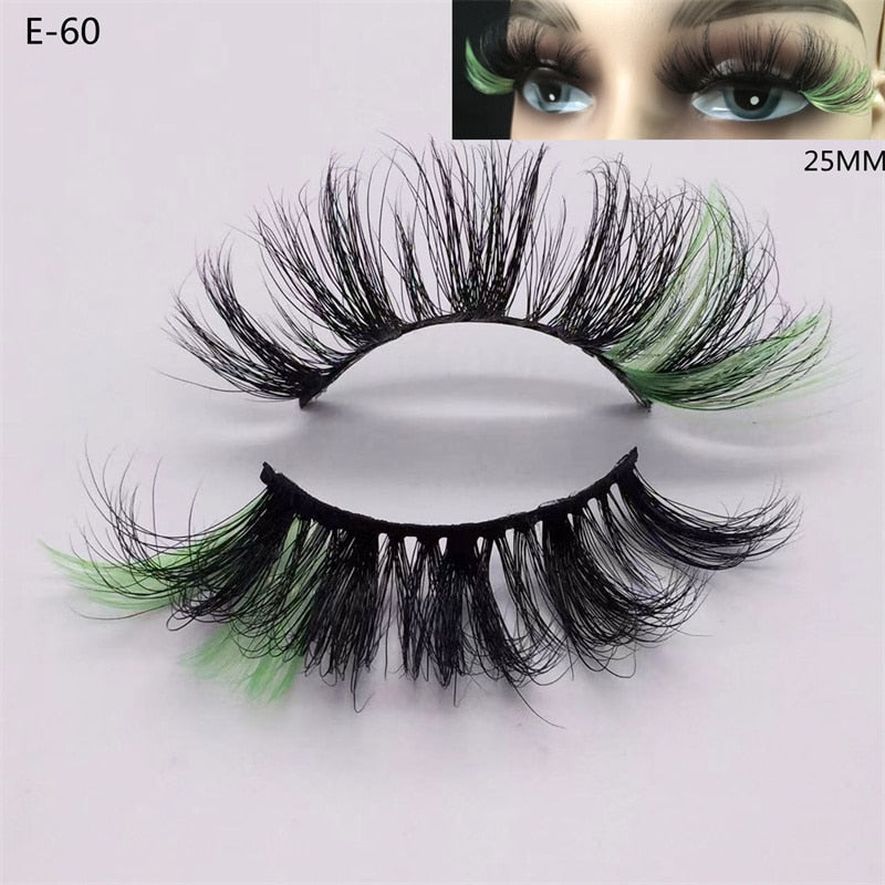 Newest 3D Mink Eyelashes Colorful 100% Mink Lashes Mix Color Pink Blue Red White False Eyelashes Fluffy Soft Cilias Vendor humolife