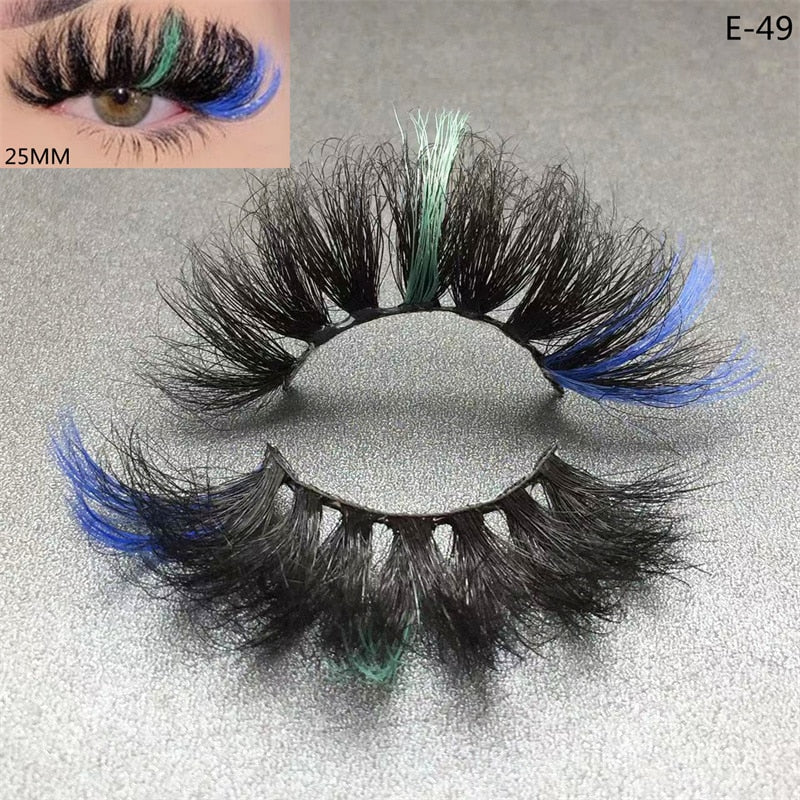 Newest 3D Mink Eyelashes Colorful 100% Mink Lashes Mix Color Pink Blue Red White False Eyelashes Fluffy Soft Cilias Vendor humolife