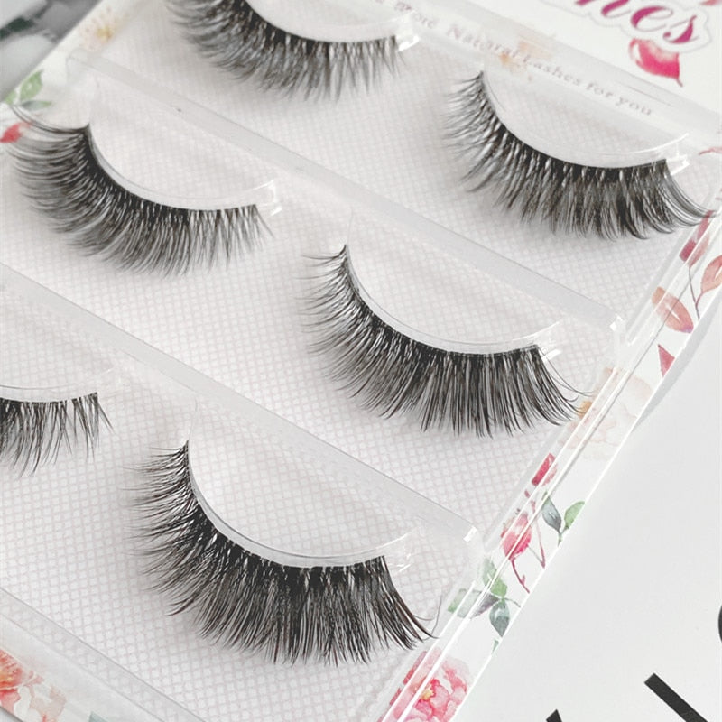 NEW Wholesale Mink Eyelashes 3pair lashes invisible band mink lashes reusable false eyelashes Makeup in Bulk humolife