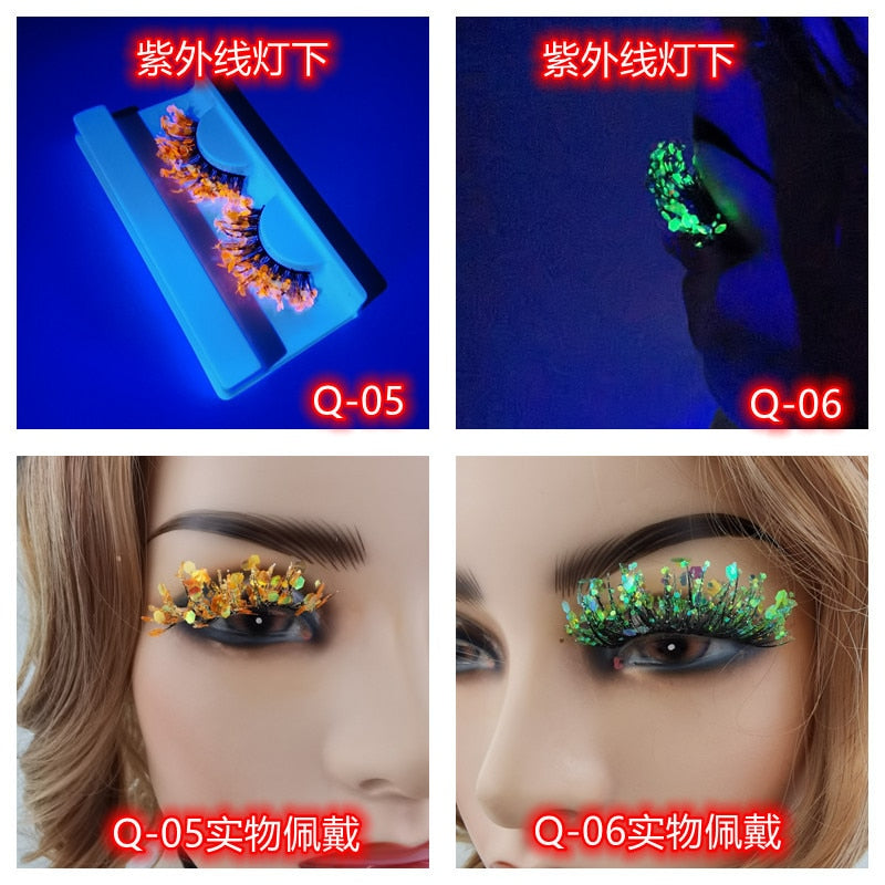 Fluorescence New mink color lashes wholesale natural long fluffy individual dramatic colorful false eyelashes Makeup Extension humolife