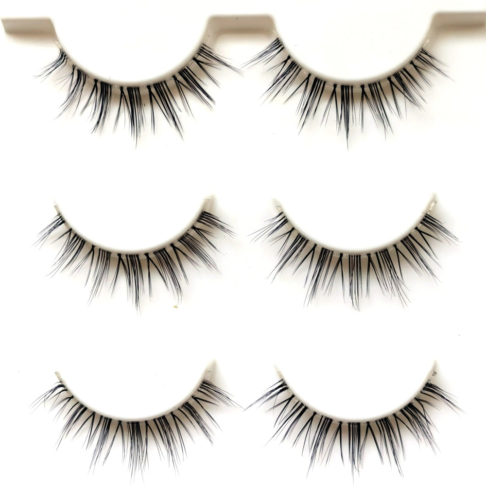 NEW Wholesale Mink Eyelashes 3pair lashes invisible band mink lashes reusable false eyelashes Makeup in Bulk humolife