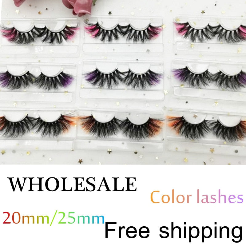 Newest 3D Mink Eyelashes Colorful 100% Mink Lashes Mix Color Pink Blue Red White False Eyelashes Fluffy Soft Cilias Vendor humolife