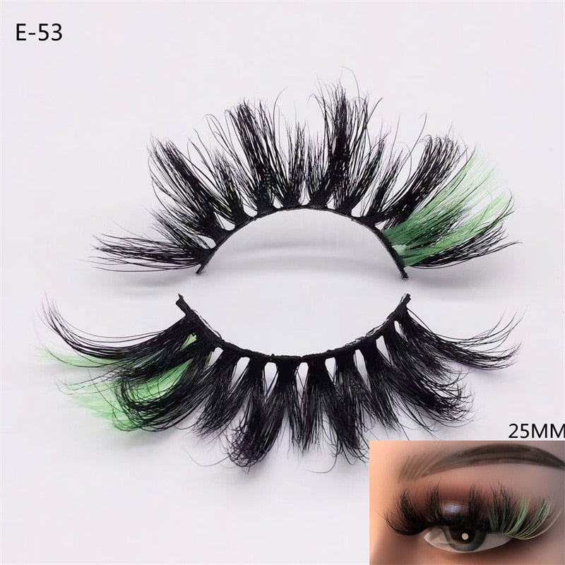 Newest 3D Mink Eyelashes Colorful 100% Mink Lashes Mix Color Pink Blue Red White False Eyelashes Fluffy Soft Cilias Vendor humolife