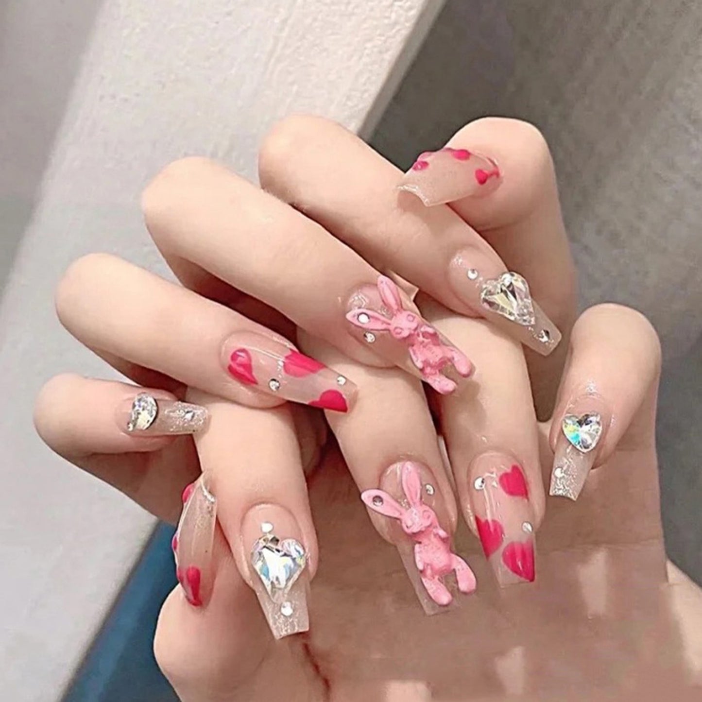 Long Coffin False Nails Aurora Butterfly with designs French Ballerina fake Nails wearable nail stickers Full Cover Nail Tips humolife