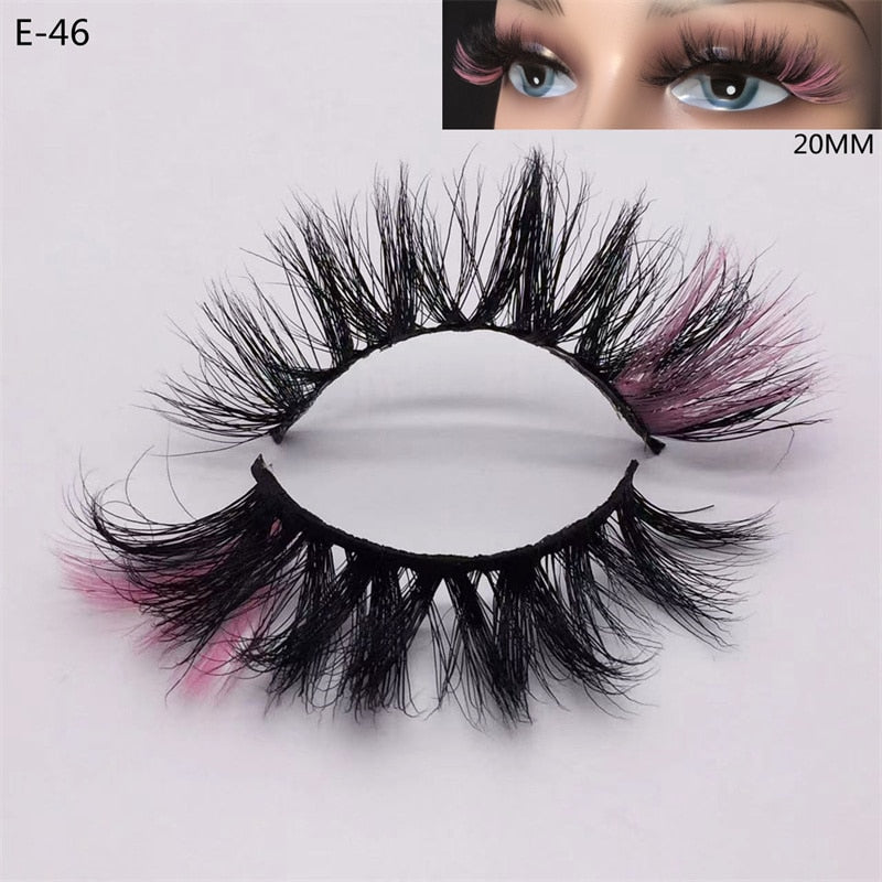 Newest 3D Mink Eyelashes Colorful 100% Mink Lashes Mix Color Pink Blue Red White False Eyelashes Fluffy Soft Cilias Vendor humolife
