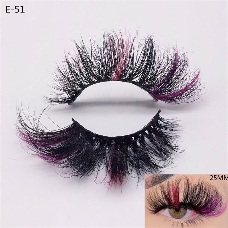 Newest 3D Mink Eyelashes Colorful 100% Mink Lashes Mix Color Pink Blue Red White False Eyelashes Fluffy Soft Cilias Vendor humolife
