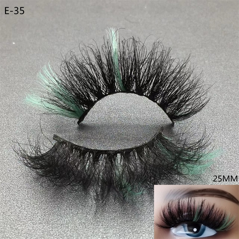 Newest 3D Mink Eyelashes Colorful 100% Mink Lashes Mix Color Pink Blue Red White False Eyelashes Fluffy Soft Cilias Vendor humolife