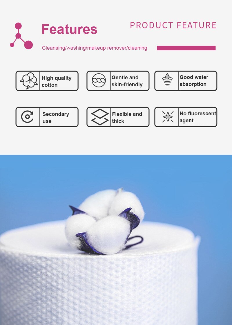 180g Disposable Cotton Face Cloths Towel Soft Washcloth Skin Care Product Makeup Cleaning Wash Cloth Roll Paper Tissue Makeup humolife