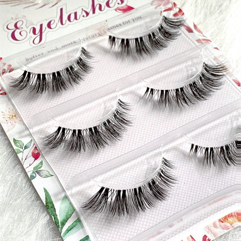 NEW Wholesale Mink Eyelashes 3pair lashes invisible band mink lashes reusable false eyelashes Makeup in Bulk humolife