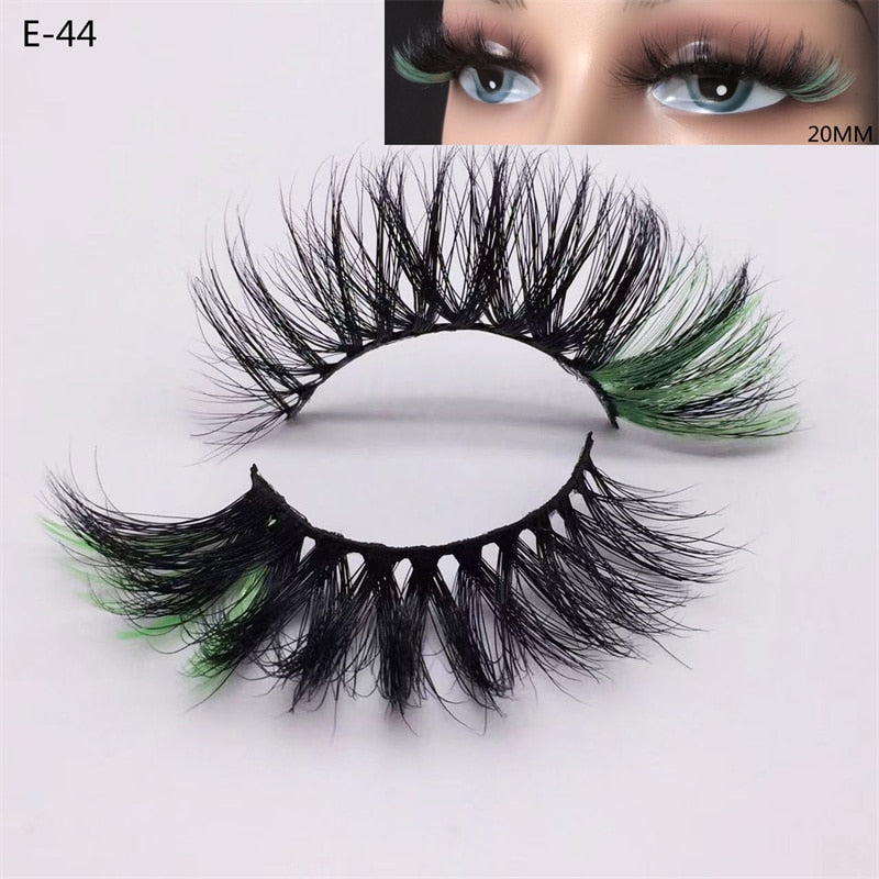 Newest 3D Mink Eyelashes Colorful 100% Mink Lashes Mix Color Pink Blue Red White False Eyelashes Fluffy Soft Cilias Vendor humolife