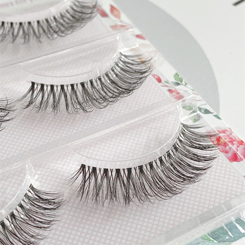 NEW Wholesale Mink Eyelashes 3pair lashes invisible band mink lashes reusable false eyelashes Makeup in Bulk humolife