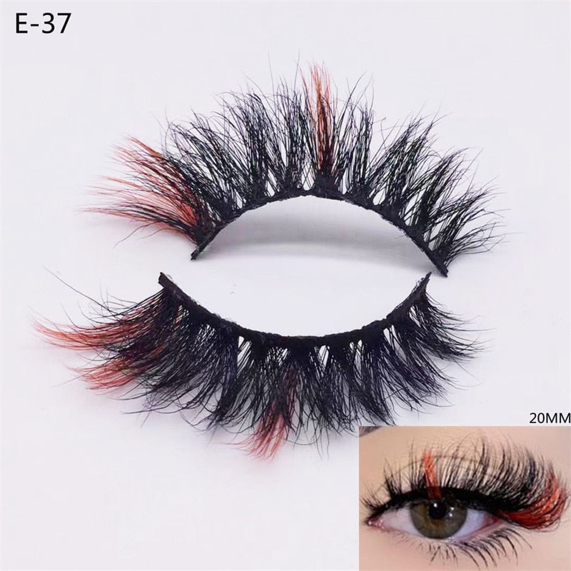 Newest 3D Mink Eyelashes Colorful 100% Mink Lashes Mix Color Pink Blue Red White False Eyelashes Fluffy Soft Cilias Vendor humolife