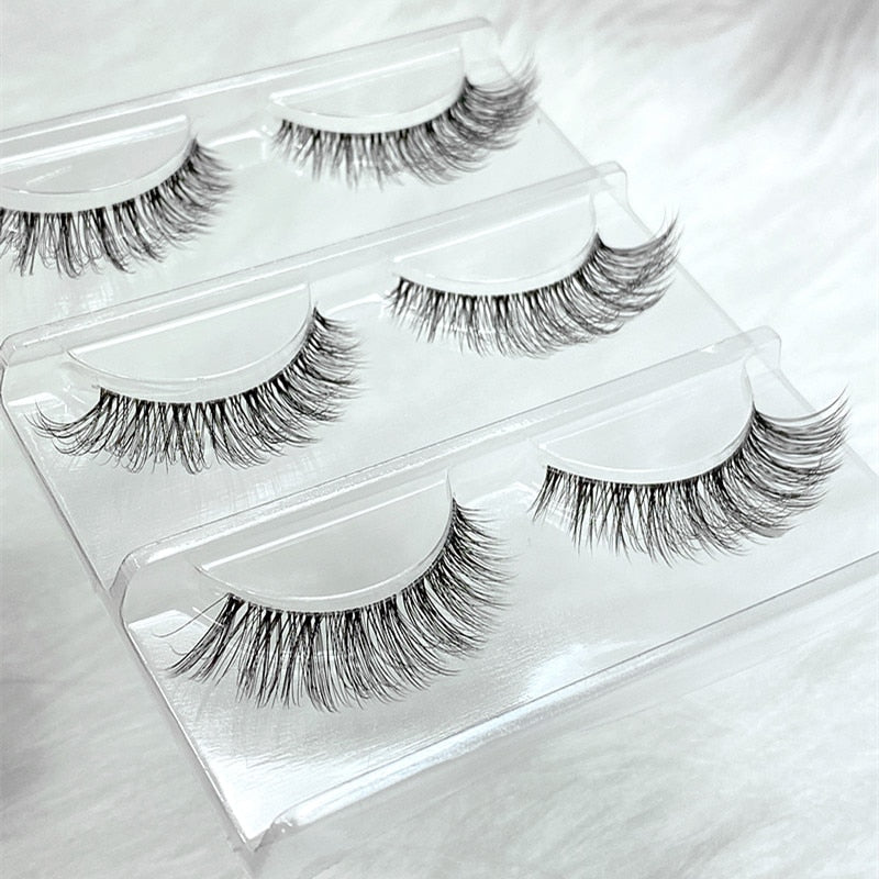 NEW Wholesale Mink Eyelashes 3pair lashes invisible band mink lashes reusable false eyelashes Makeup in Bulk humolife
