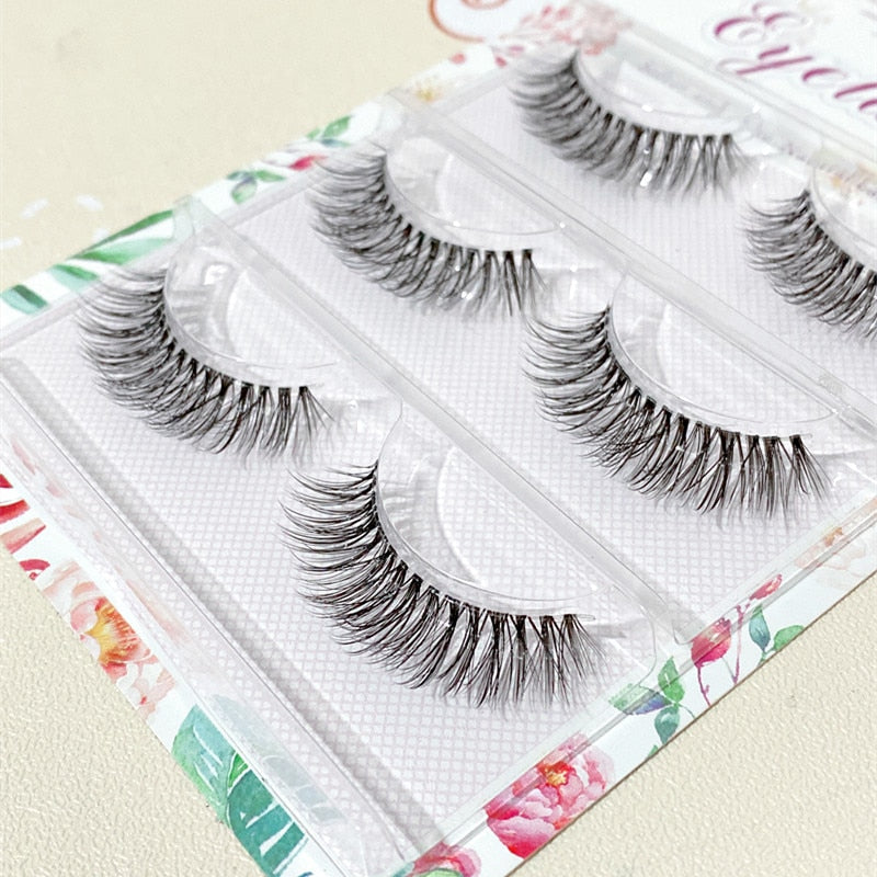 NEW Wholesale Mink Eyelashes 3pair lashes invisible band mink lashes reusable false eyelashes Makeup in Bulk humolife