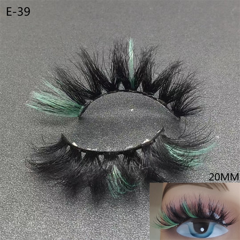 Newest 3D Mink Eyelashes Colorful 100% Mink Lashes Mix Color Pink Blue Red White False Eyelashes Fluffy Soft Cilias Vendor humolife