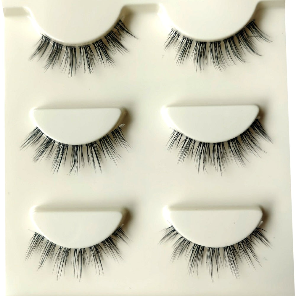 NEW Wholesale Mink Eyelashes 3pair lashes invisible band mink lashes reusable false eyelashes Makeup in Bulk humolife