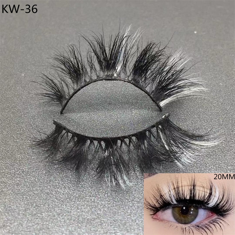 Newest 3D Mink Eyelashes Colorful 100% Mink Lashes Mix Color Pink Blue Red White False Eyelashes Fluffy Soft Cilias Vendor humolife