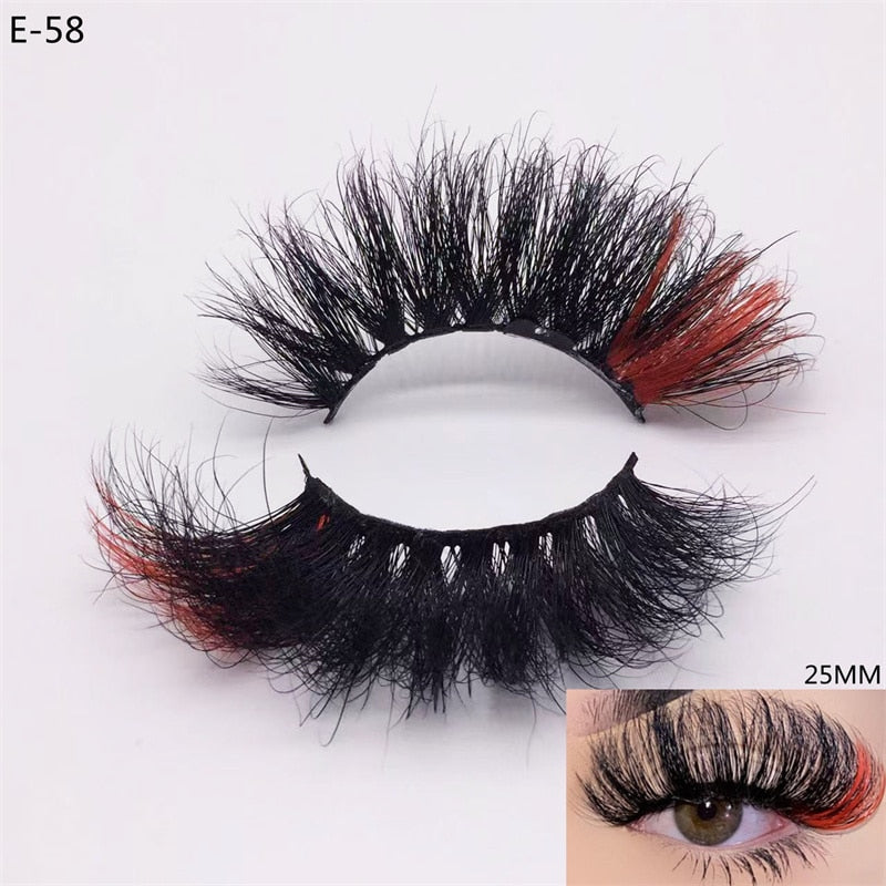 Newest 3D Mink Eyelashes Colorful 100% Mink Lashes Mix Color Pink Blue Red White False Eyelashes Fluffy Soft Cilias Vendor humolife
