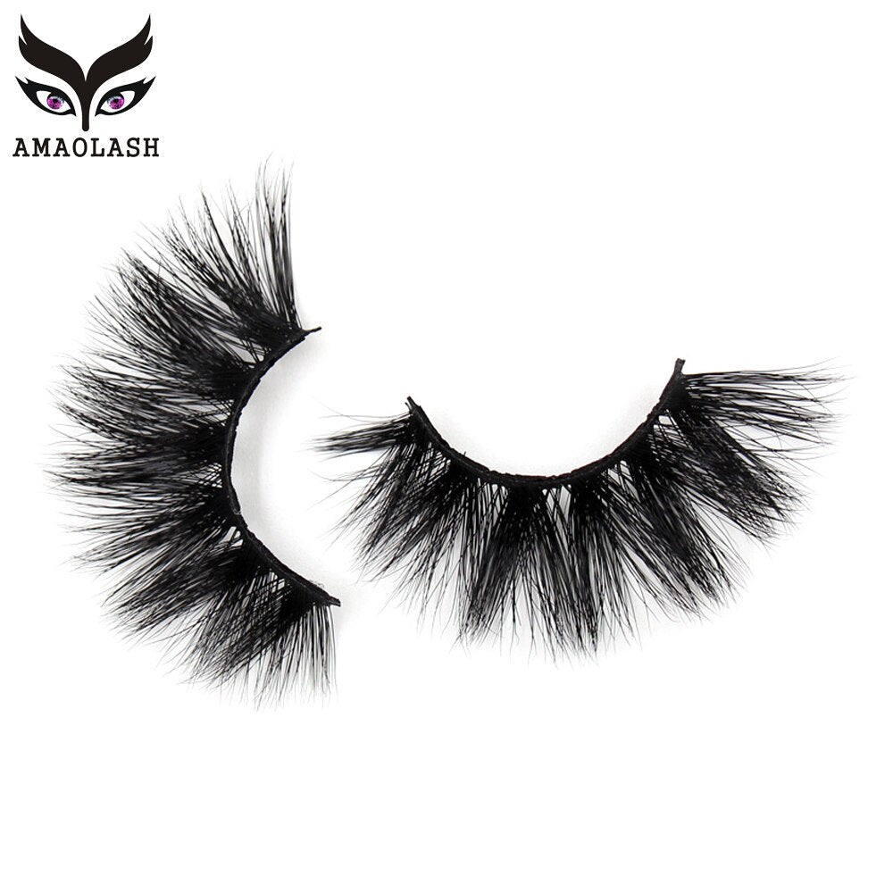 AMAOLASH 3D Mink Eyelashes Cross Thick Luxury Handmade Fluffy Long Lasting False Eyelashes 25mm Dramatic Full stripe Lashes G16 humolife