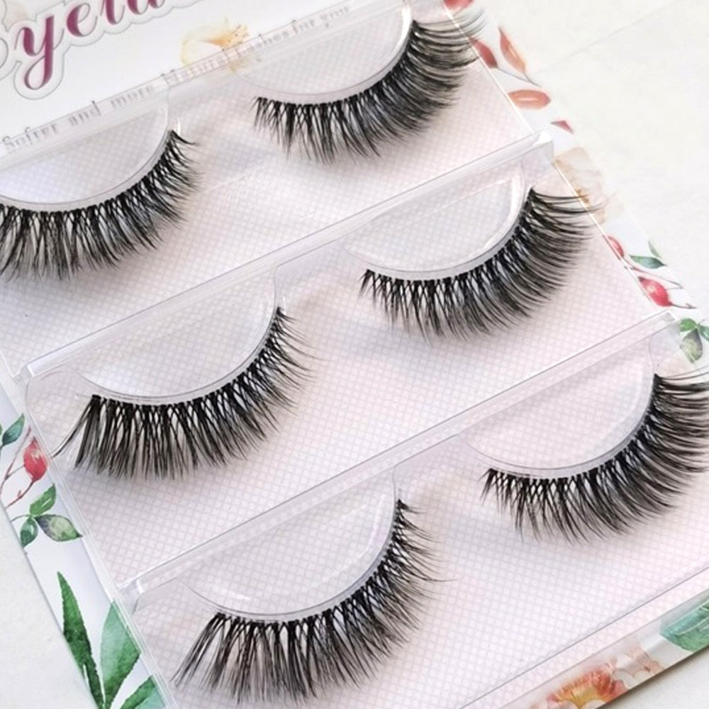 NEW Wholesale Mink Eyelashes 3pair lashes invisible band mink lashes reusable false eyelashes Makeup in Bulk humolife