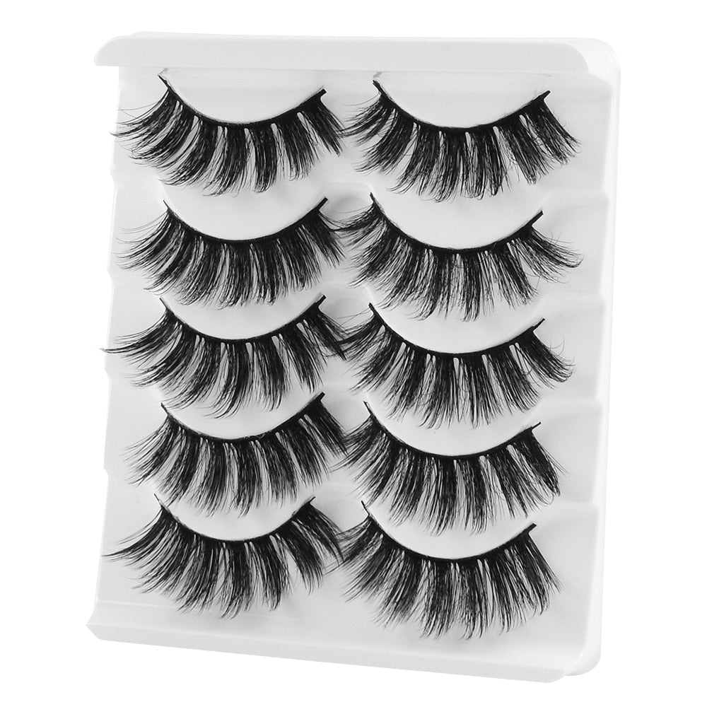 New 5Pairs False Eyelashes Hand Made 3D Mink Lashes Natural Long Eyelashes Thick Fake Eyelash Extension Makeup Tools Maquiagem humolife
