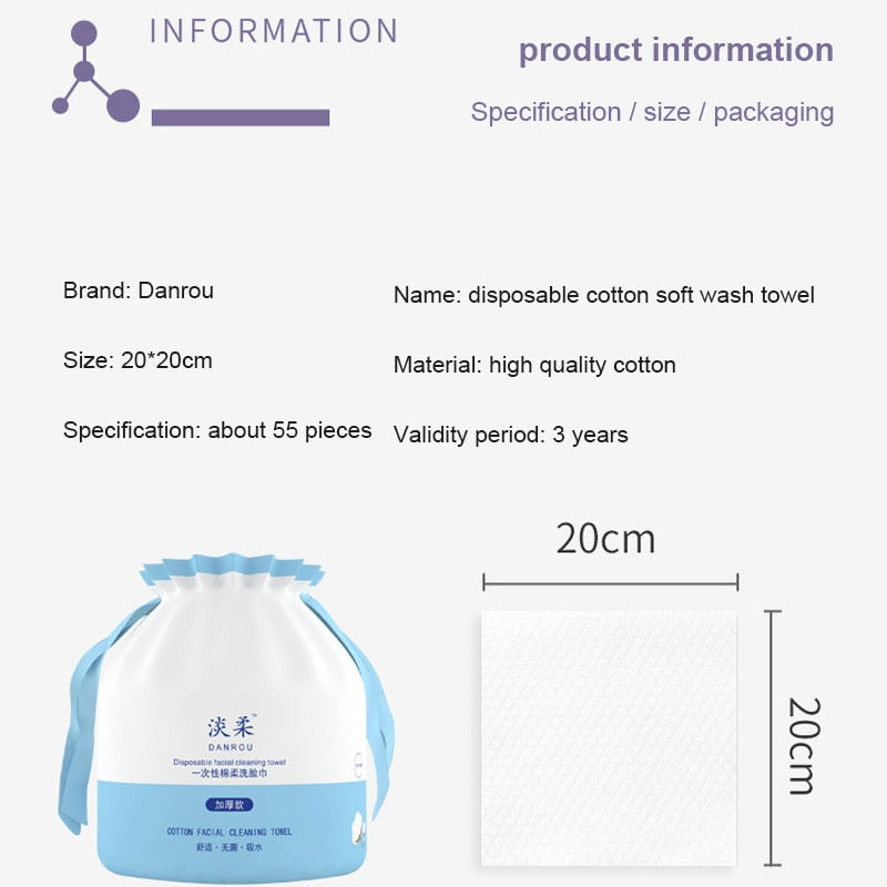 180g Disposable Cotton Face Cloths Towel Soft Washcloth Skin Care Product Makeup Cleaning Wash Cloth Roll Paper Tissue Makeup humolife