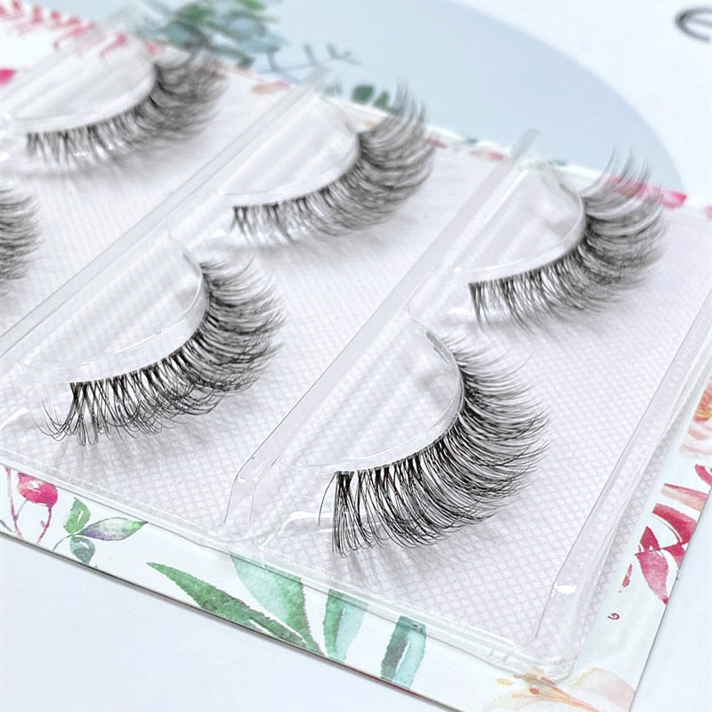 NEW Wholesale Mink Eyelashes 3pair lashes invisible band mink lashes reusable false eyelashes Makeup in Bulk humolife