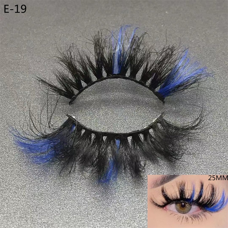 Newest 3D Mink Eyelashes Colorful 100% Mink Lashes Mix Color Pink Blue Red White False Eyelashes Fluffy Soft Cilias Vendor humolife