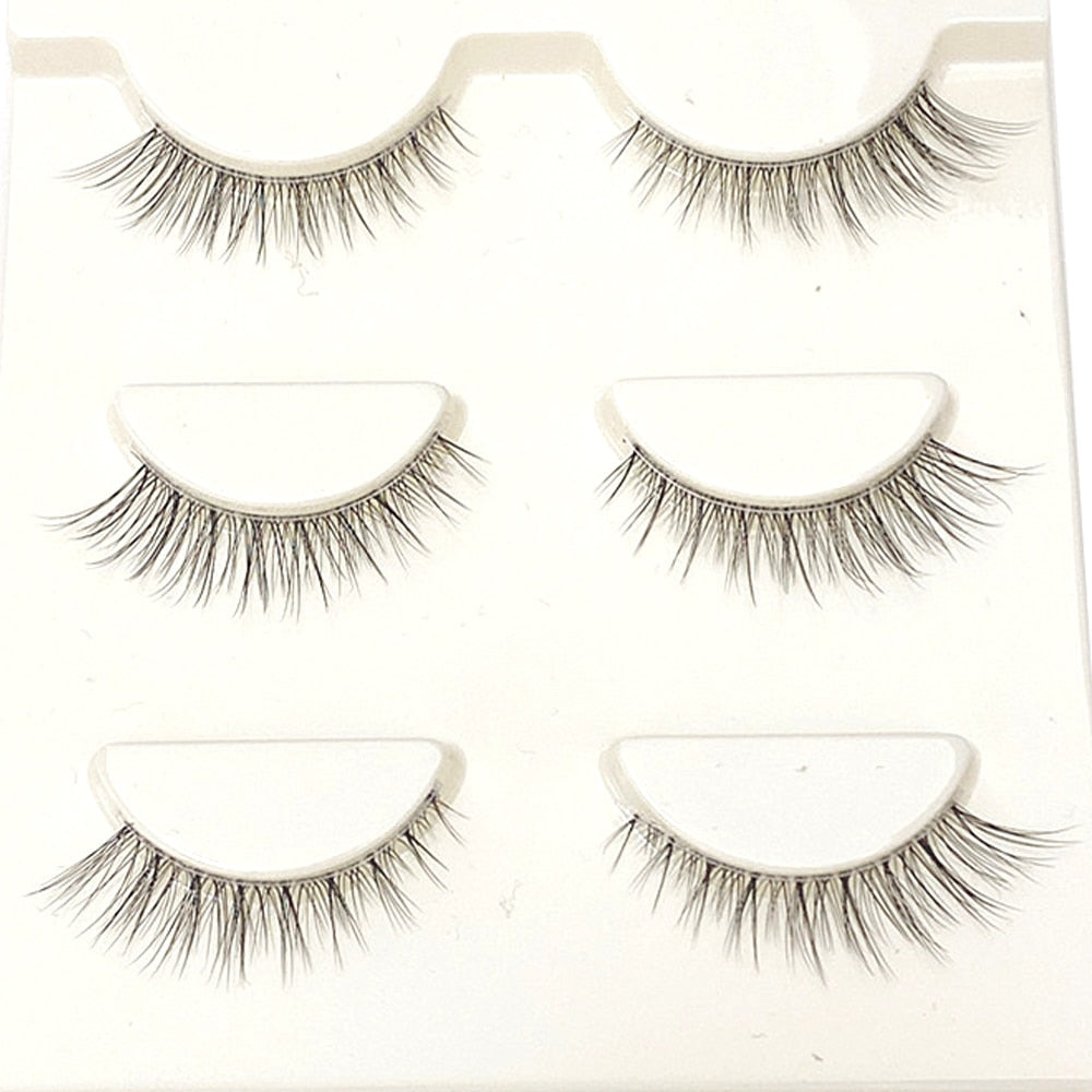 NEW Wholesale Mink Eyelashes 3pair lashes invisible band mink lashes reusable false eyelashes Makeup in Bulk humolife