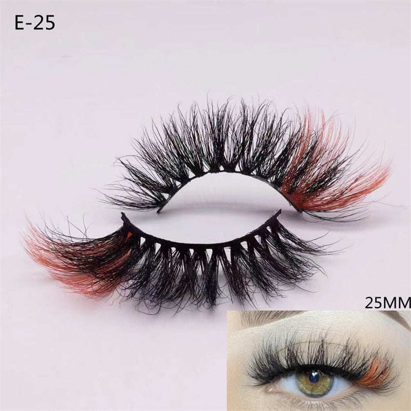 Newest 3D Mink Eyelashes Colorful 100% Mink Lashes Mix Color Pink Blue Red White False Eyelashes Fluffy Soft Cilias Vendor humolife