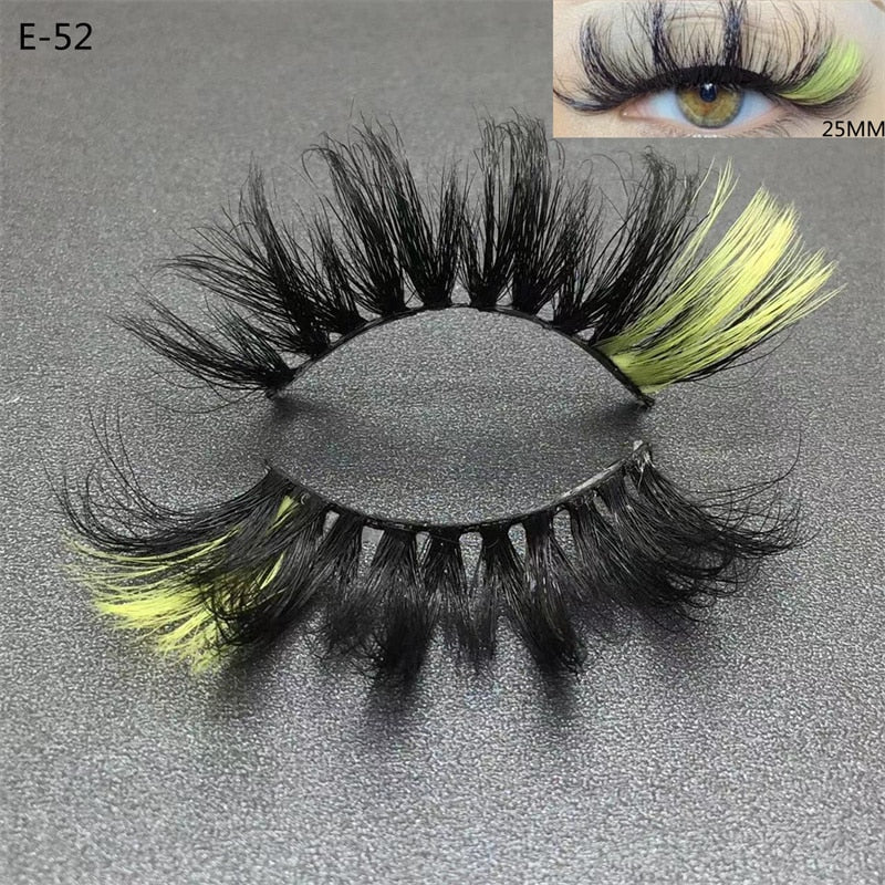 Newest 3D Mink Eyelashes Colorful 100% Mink Lashes Mix Color Pink Blue Red White False Eyelashes Fluffy Soft Cilias Vendor humolife