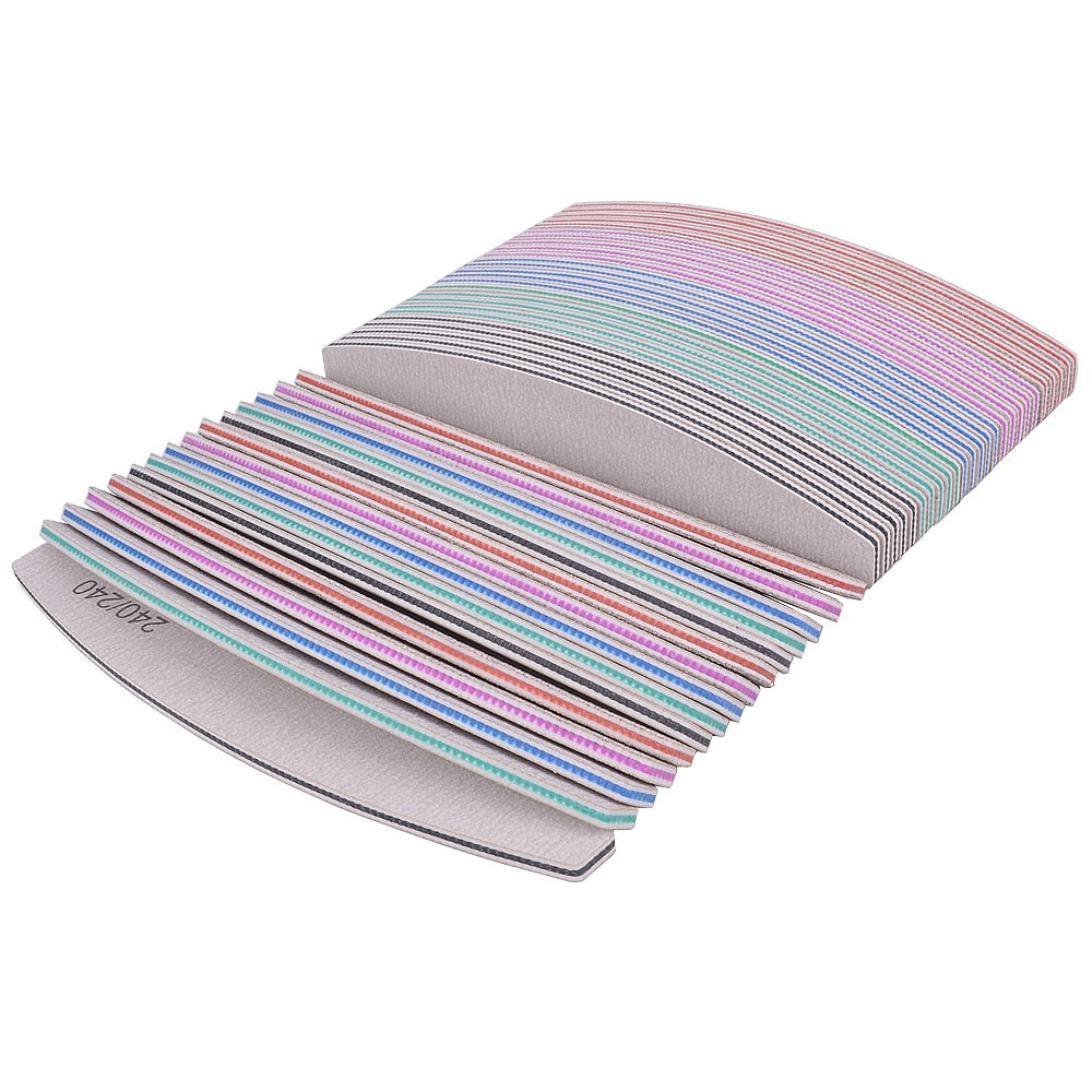 3/5/10Pcs Professional Nail File Sandpaper Strong Thick Nail Files Buffer For Manicure Sanding Half Moon Lime Nail Tools 100/180 humolife