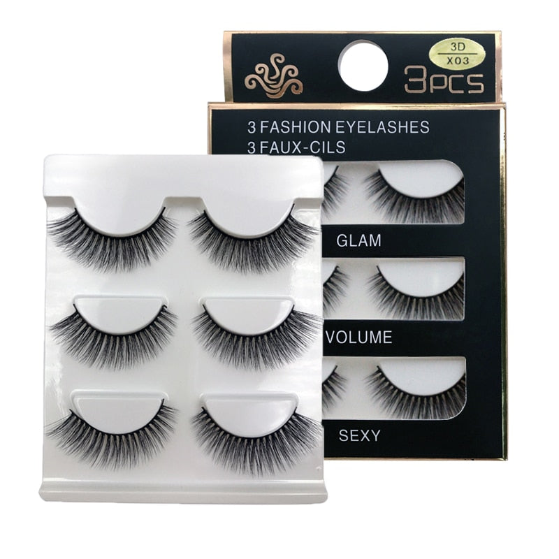 MEISHENJIE 3 Pairs natural false eyelashes thick make ups 3d mink lashes soft eyelash extension fake eyelash long mink eyelashes humolife