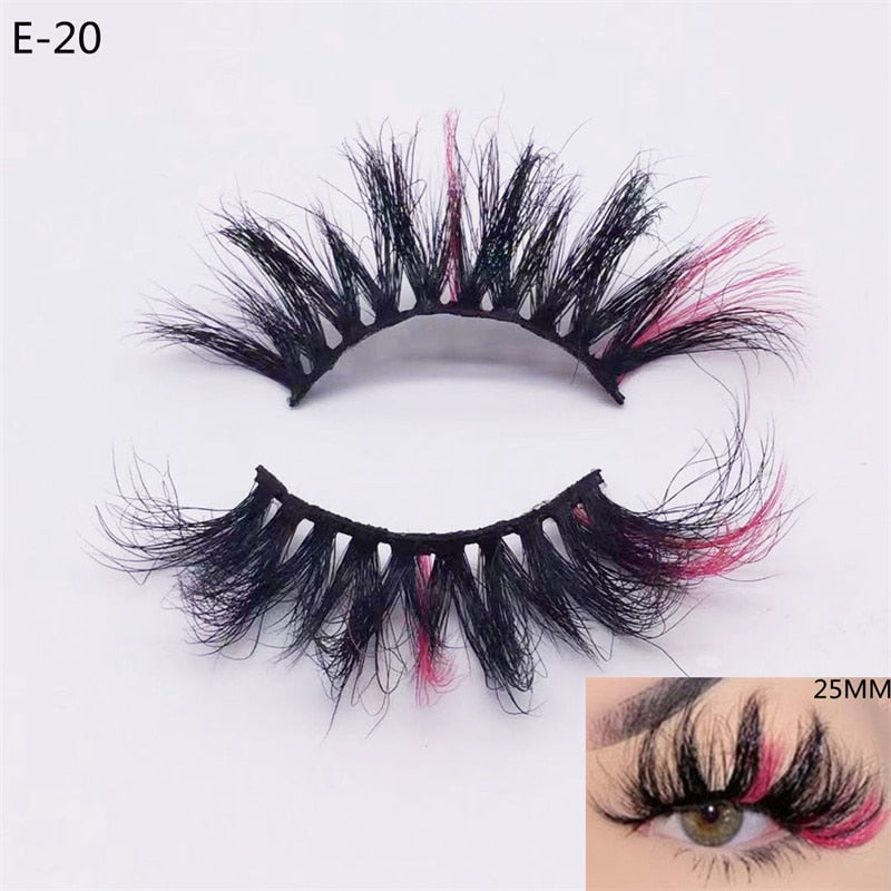 Newest 3D Mink Eyelashes Colorful 100% Mink Lashes Mix Color Pink Blue Red White False Eyelashes Fluffy Soft Cilias Vendor humolife