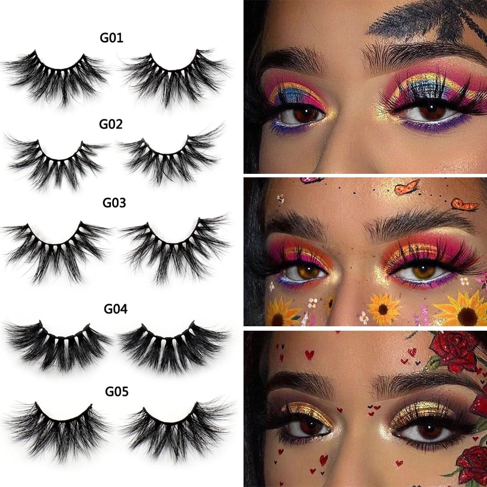 AMAOLASH 3D Mink Eyelashes Cross Thick Luxury Handmade Fluffy Long Lasting False Eyelashes 25mm Dramatic Full stripe Lashes G16 humolife
