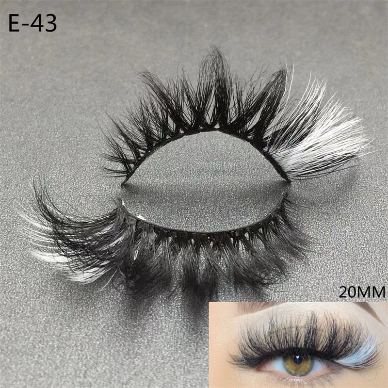 Newest 3D Mink Eyelashes Colorful 100% Mink Lashes Mix Color Pink Blue Red White False Eyelashes Fluffy Soft Cilias Vendor humolife