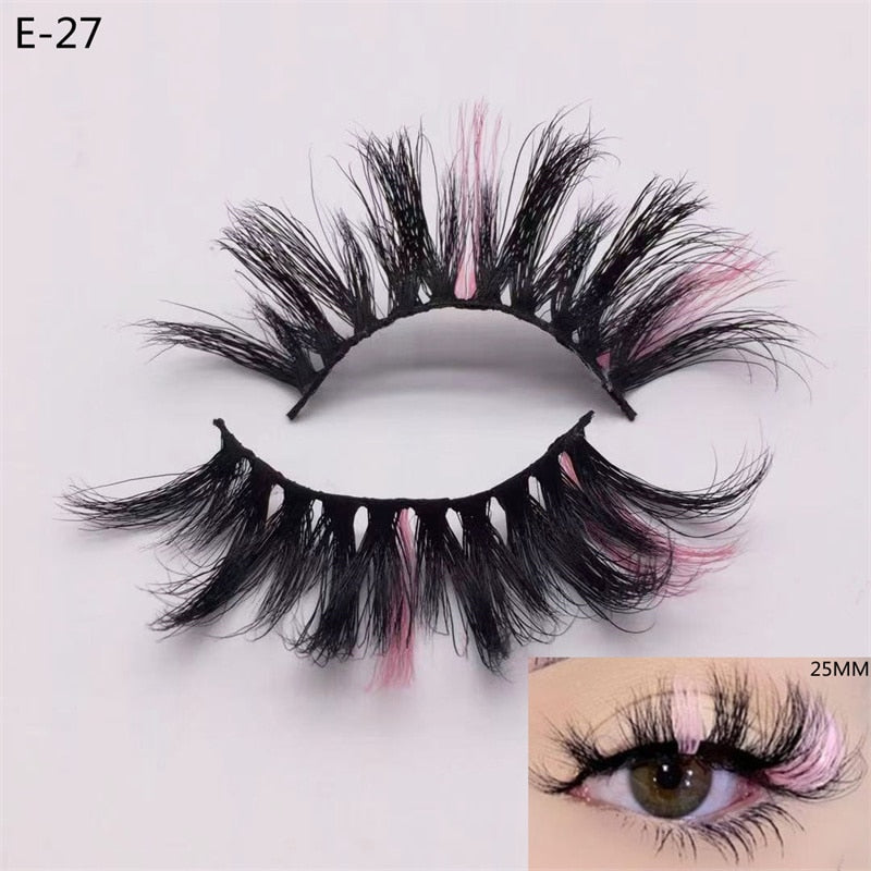 Newest 3D Mink Eyelashes Colorful 100% Mink Lashes Mix Color Pink Blue Red White False Eyelashes Fluffy Soft Cilias Vendor humolife