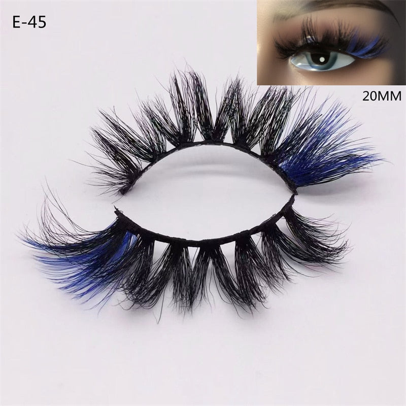 Newest 3D Mink Eyelashes Colorful 100% Mink Lashes Mix Color Pink Blue Red White False Eyelashes Fluffy Soft Cilias Vendor humolife
