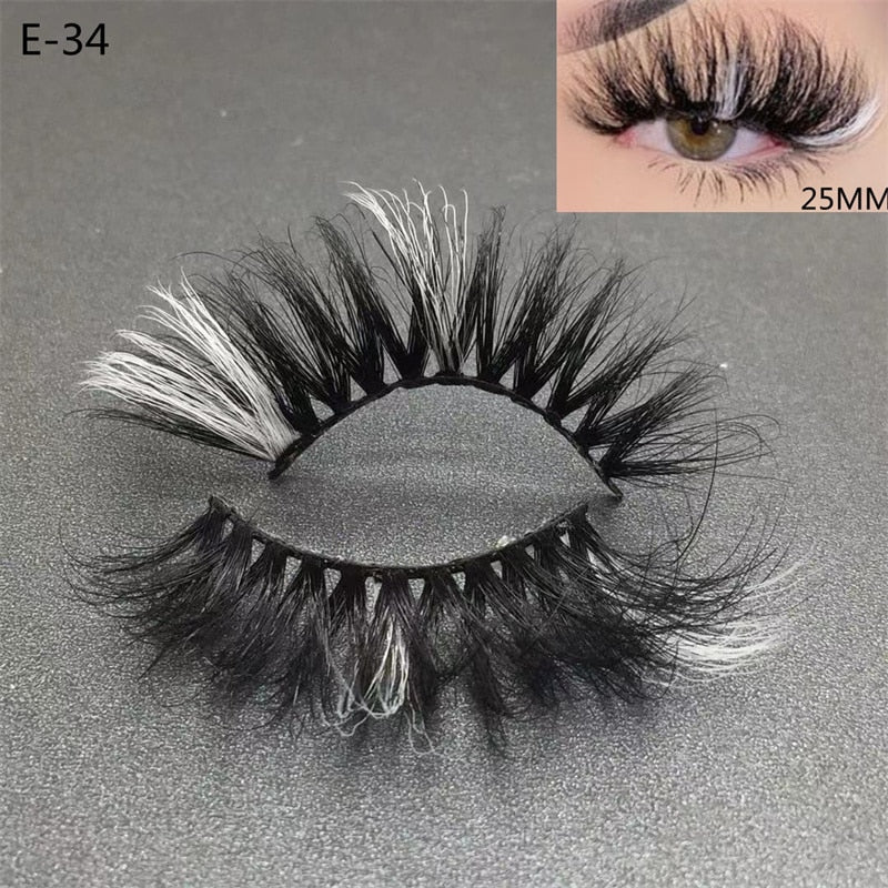 Newest 3D Mink Eyelashes Colorful 100% Mink Lashes Mix Color Pink Blue Red White False Eyelashes Fluffy Soft Cilias Vendor humolife