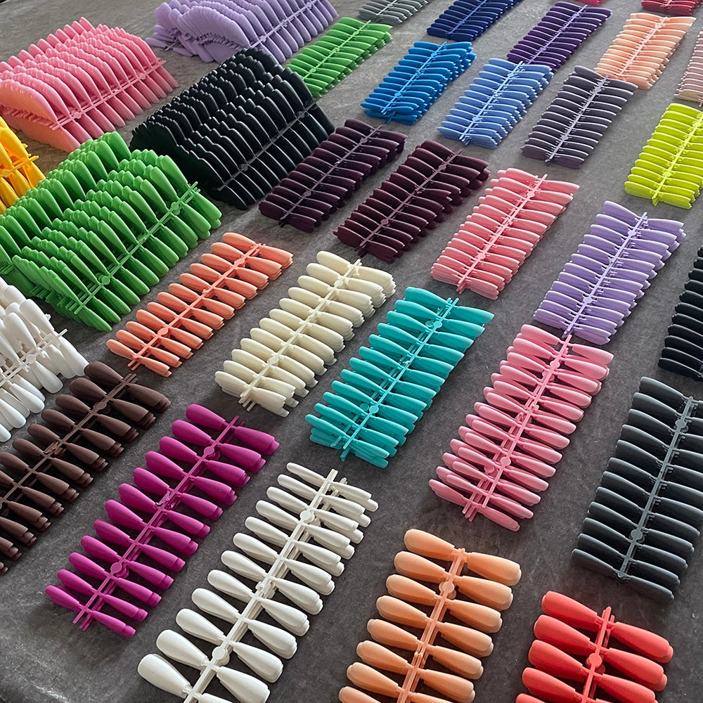 24pcs Mix Colors Matte Super Long Coffin False Nail Ballet Press on Nails Tips for Nails Art Artificial Fingernails Fake Nail humolife