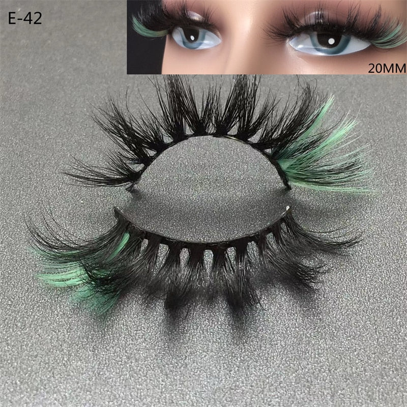 Newest 3D Mink Eyelashes Colorful 100% Mink Lashes Mix Color Pink Blue Red White False Eyelashes Fluffy Soft Cilias Vendor humolife