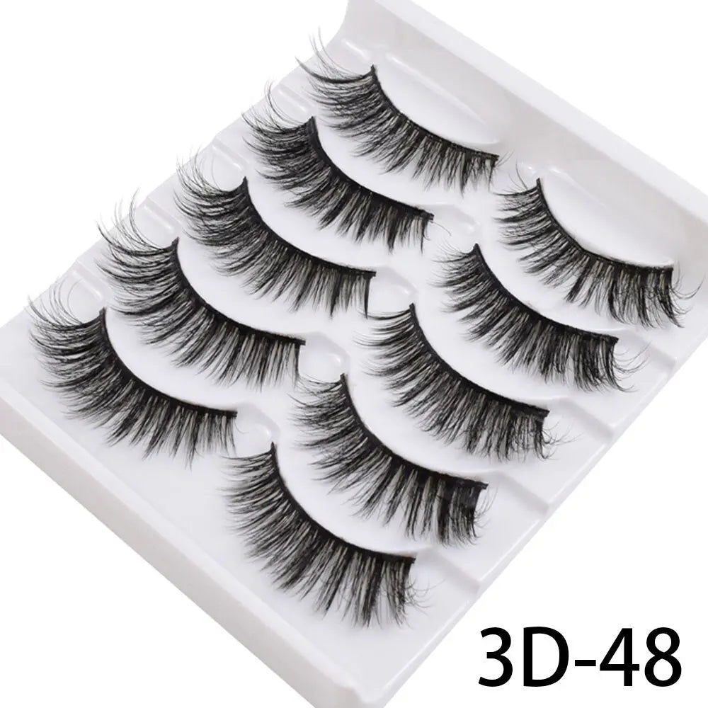 New 5Pairs False Eyelashes Hand Made 3D Mink Lashes Natural Long Eyelashes Thick Fake Eyelash Extension Makeup Tools Maquiagem humolife