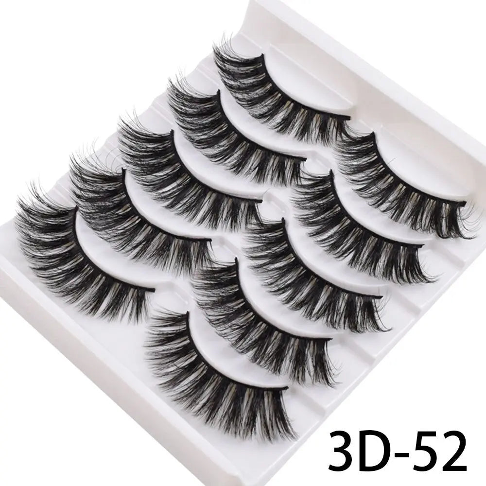 New 5Pairs False Eyelashes Hand Made 3D Mink Lashes Natural Long Eyelashes Thick Fake Eyelash Extension Makeup Tools Maquiagem humolife