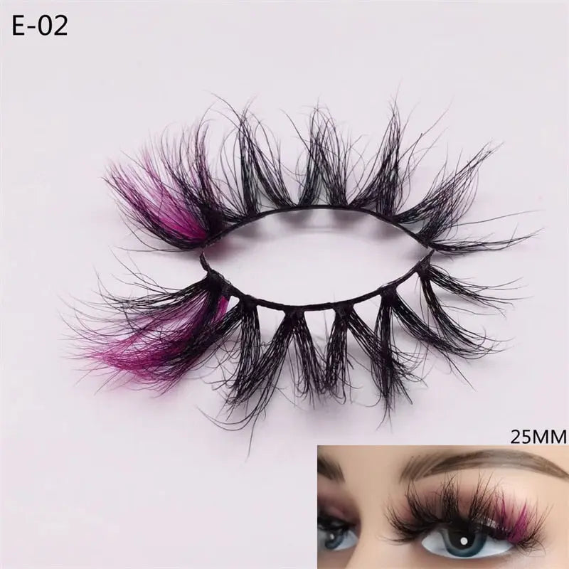 Newest 3D Mink Eyelashes Colorful 100% Mink Lashes Mix Color Pink Blue Red White False Eyelashes Fluffy Soft Cilias Vendor humolife