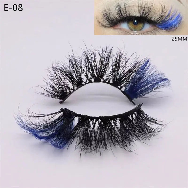 Newest 3D Mink Eyelashes Colorful 100% Mink Lashes Mix Color Pink Blue Red White False Eyelashes Fluffy Soft Cilias Vendor humolife